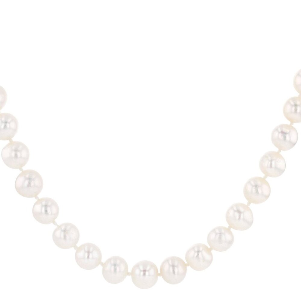 White Cultured Freshwater Pearl Rhodium Over Sterling Silver Strand Necklace